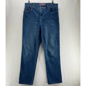 Gloria Vanderbilt Jeans Sz 10S Amanda Straight Stretch Medium Washed Denim Blue